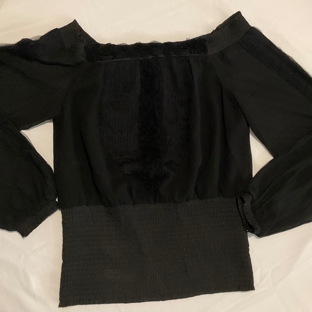 BLACK WOMENS OFF SHOULDER BLOUSE